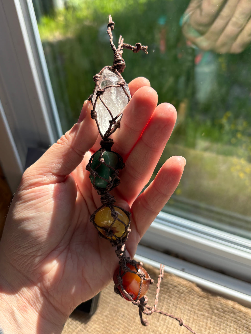 Macrame Crystal Hanging Charm