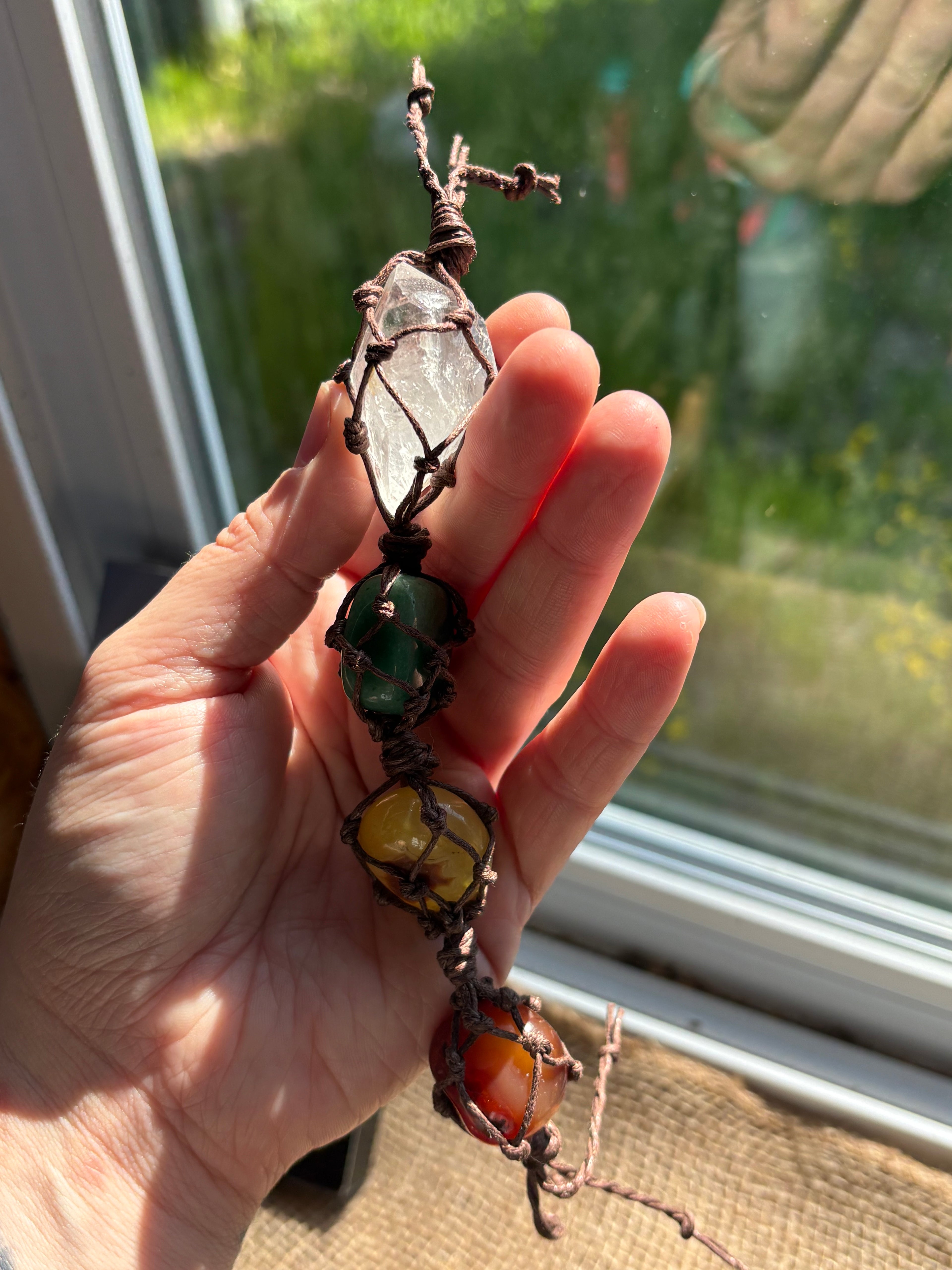 Macrame Crystal Hanging Charm