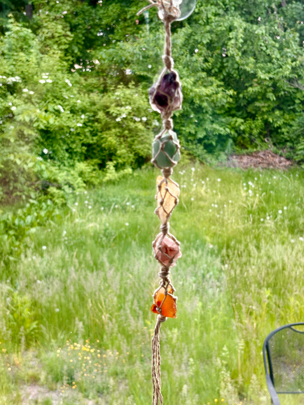 Chakra Crystal Macrame Hanging Rope