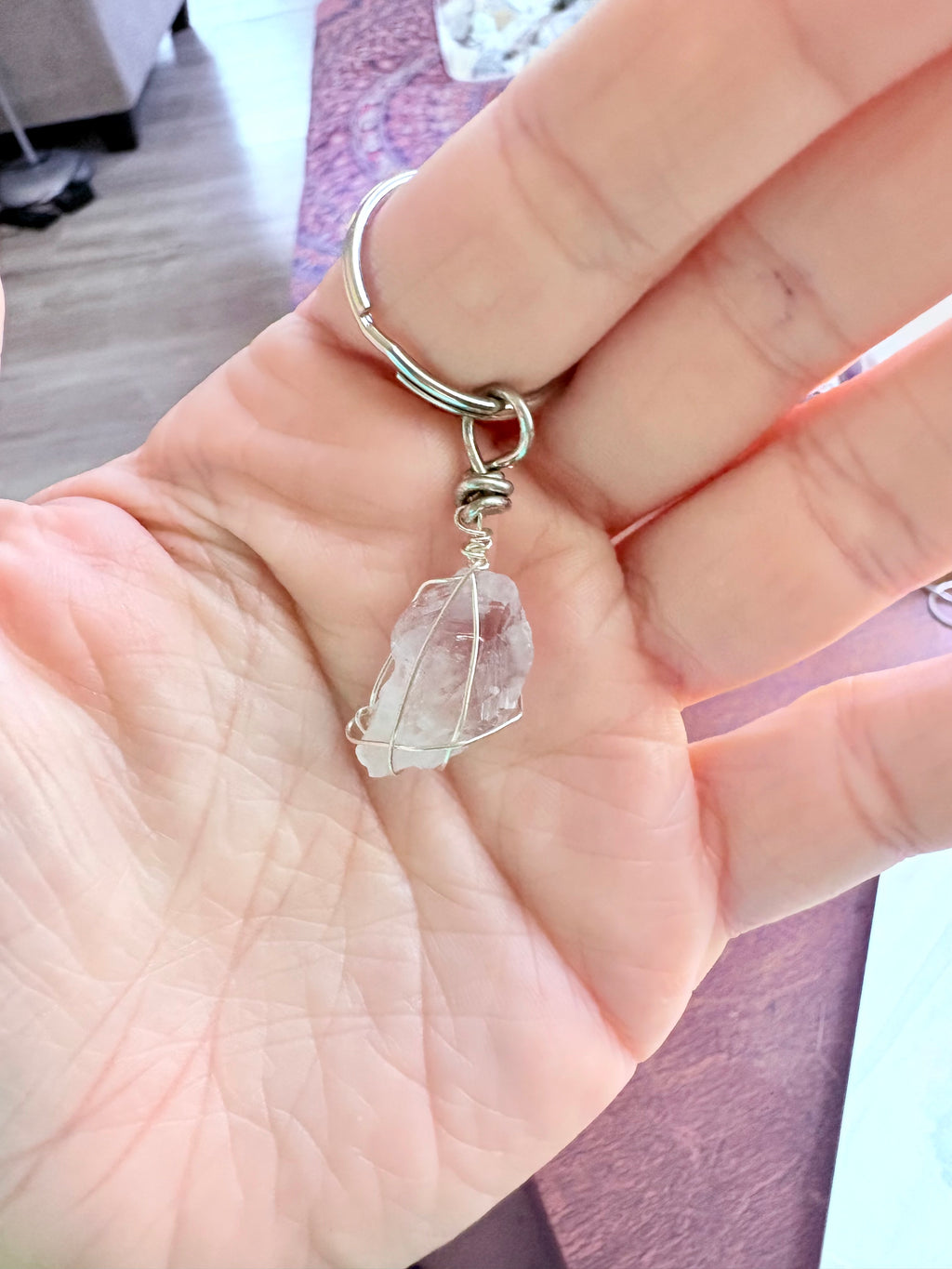 Pale Amethyst Crystal Keychain