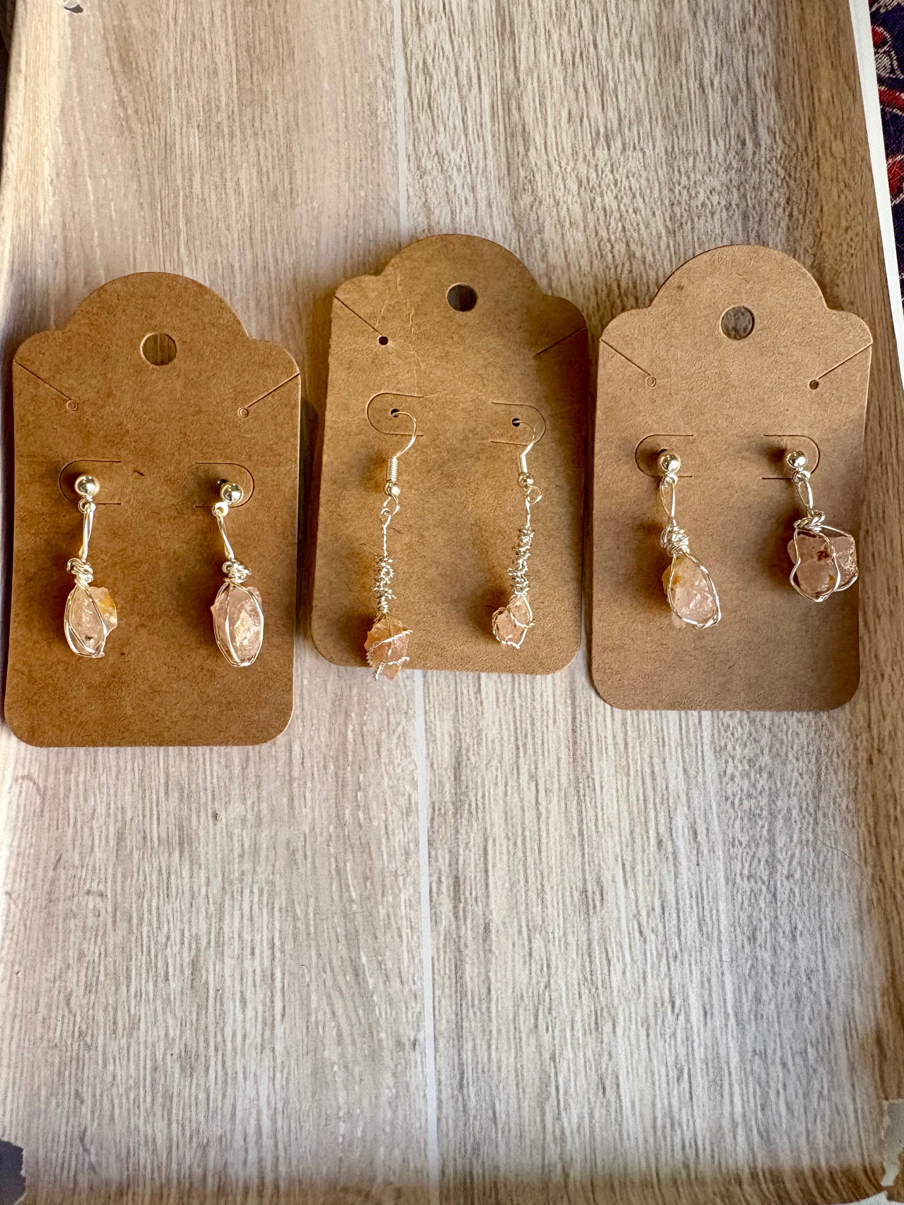 Fire Quartz Earrings – Set of 3 Dainty Handmade Pairs