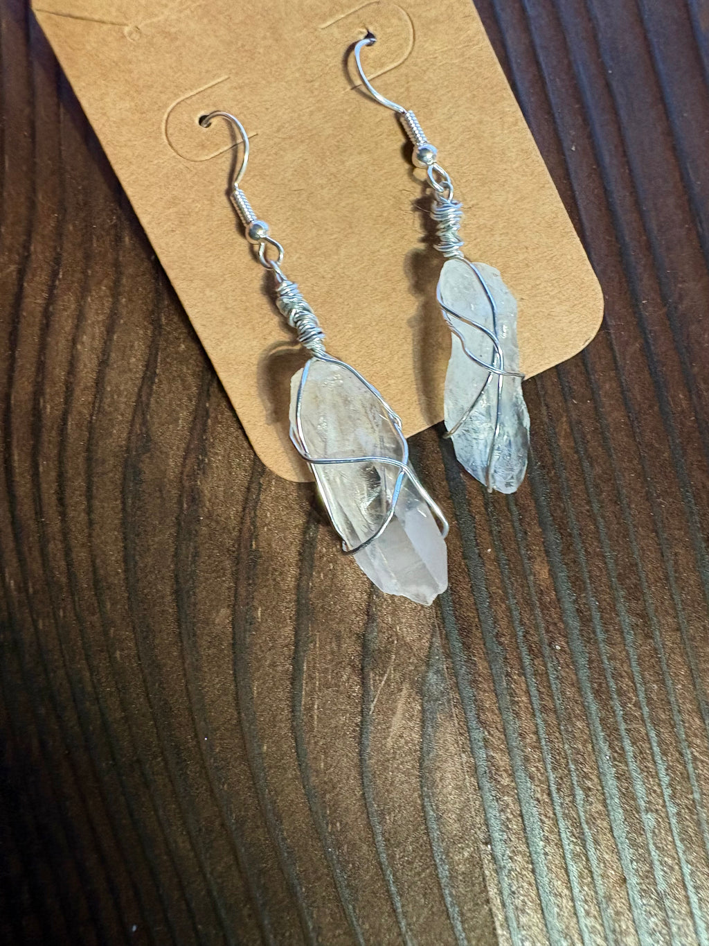 Pendientes de cuarzo transparente