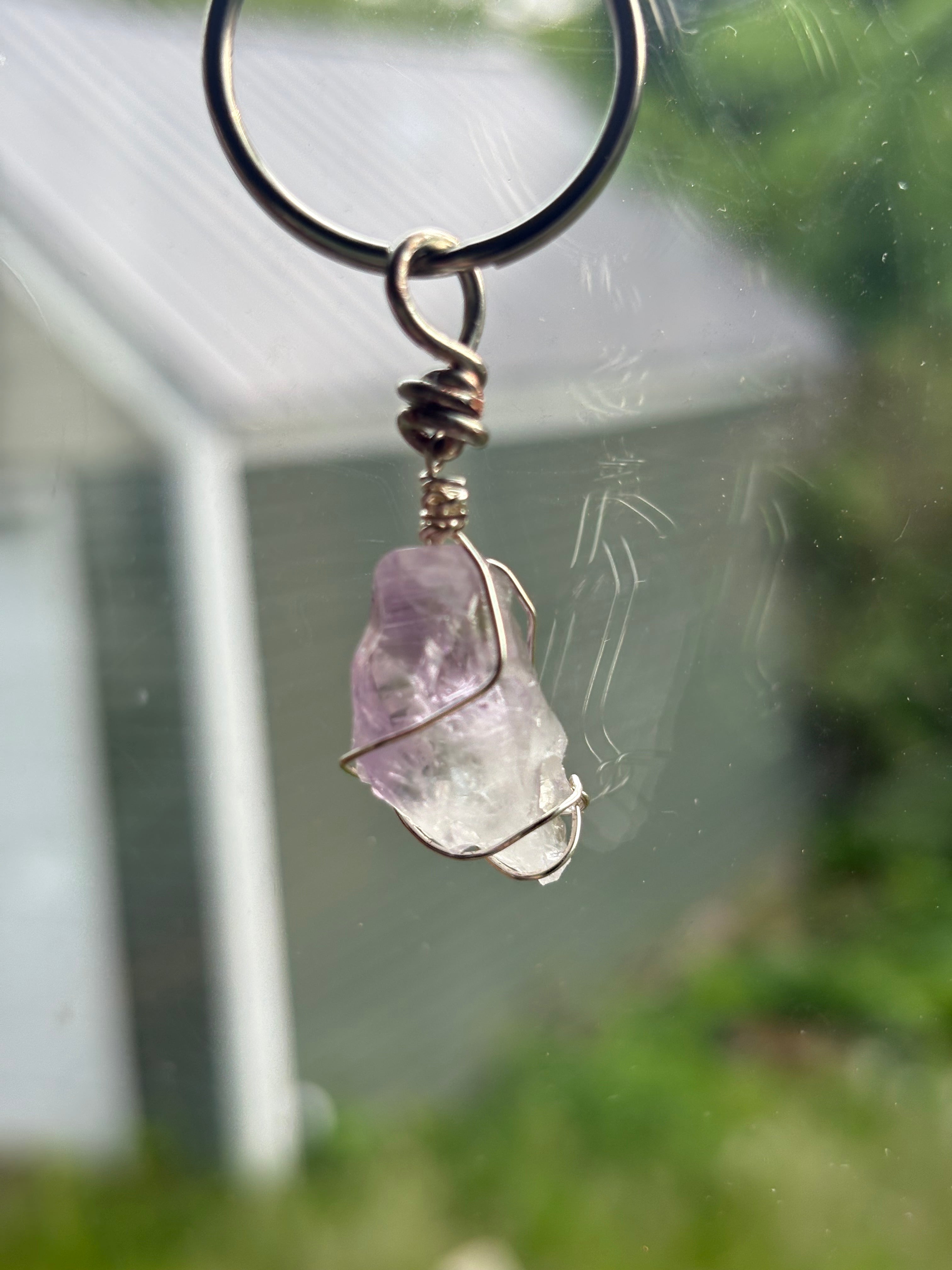 Pale Amethyst Crystal Keychain