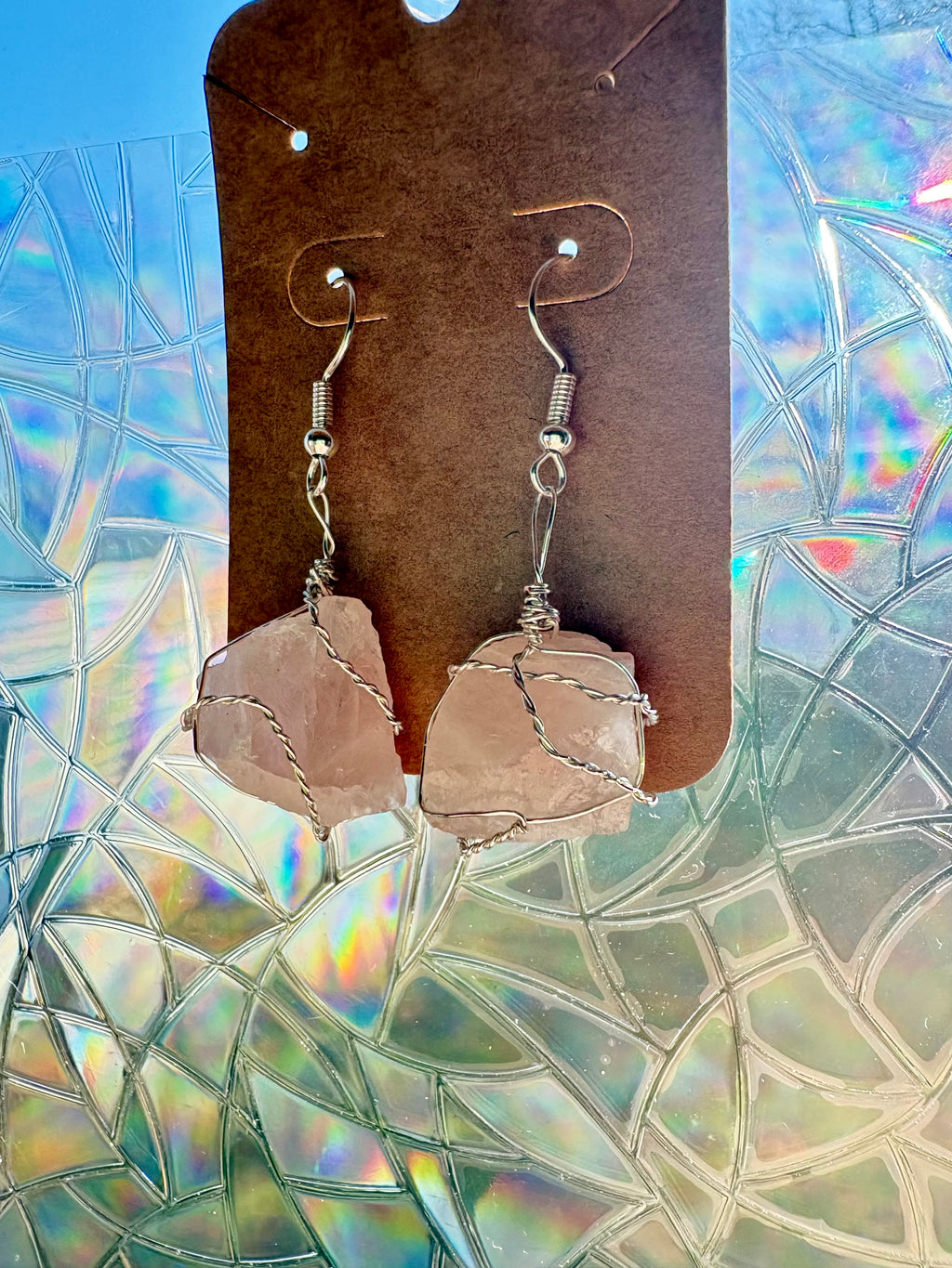Pendientes de Cuarzo Rosa