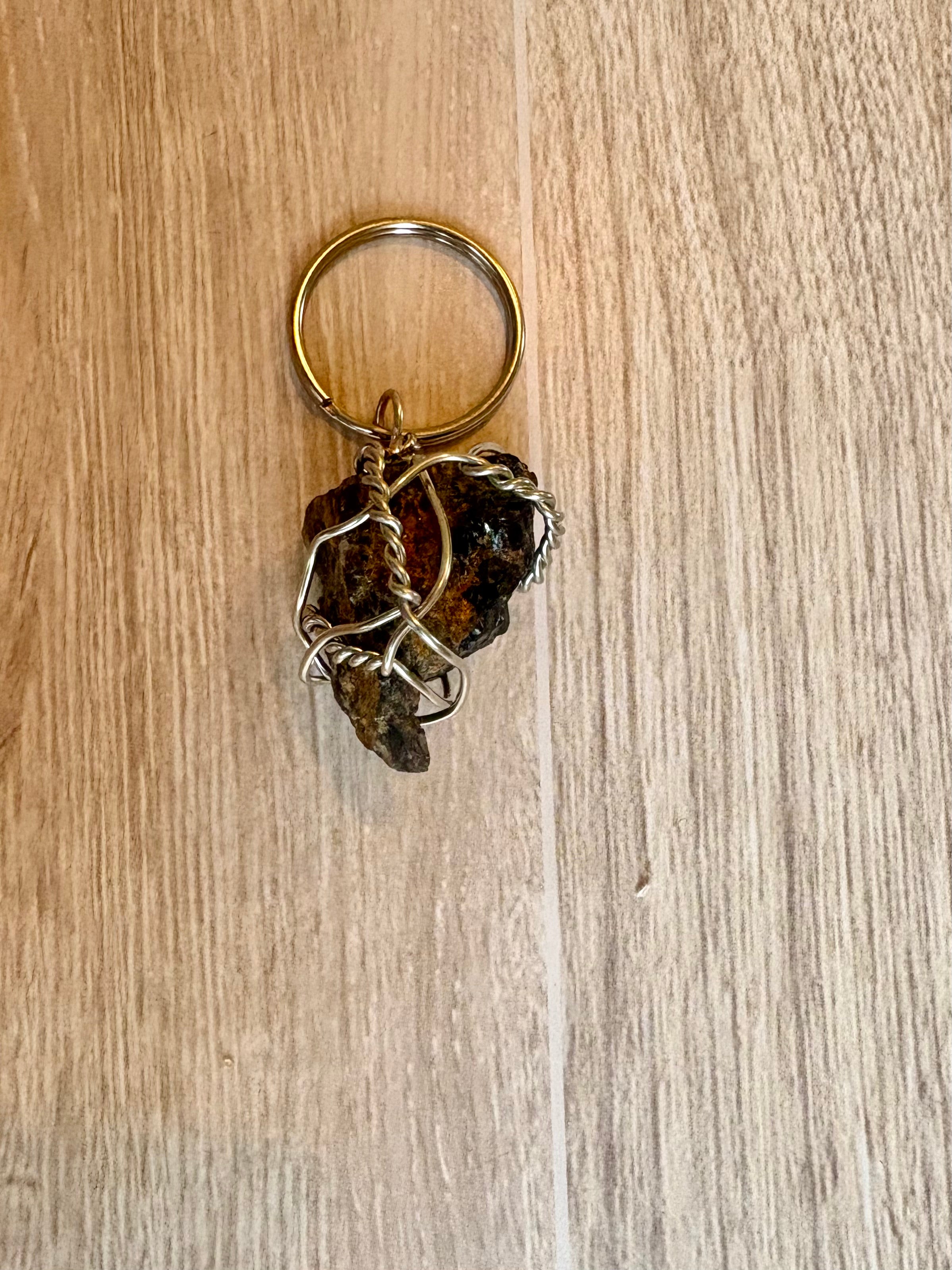 Smoky Quartz Crystal Keychain – Handmade Raw Stone
