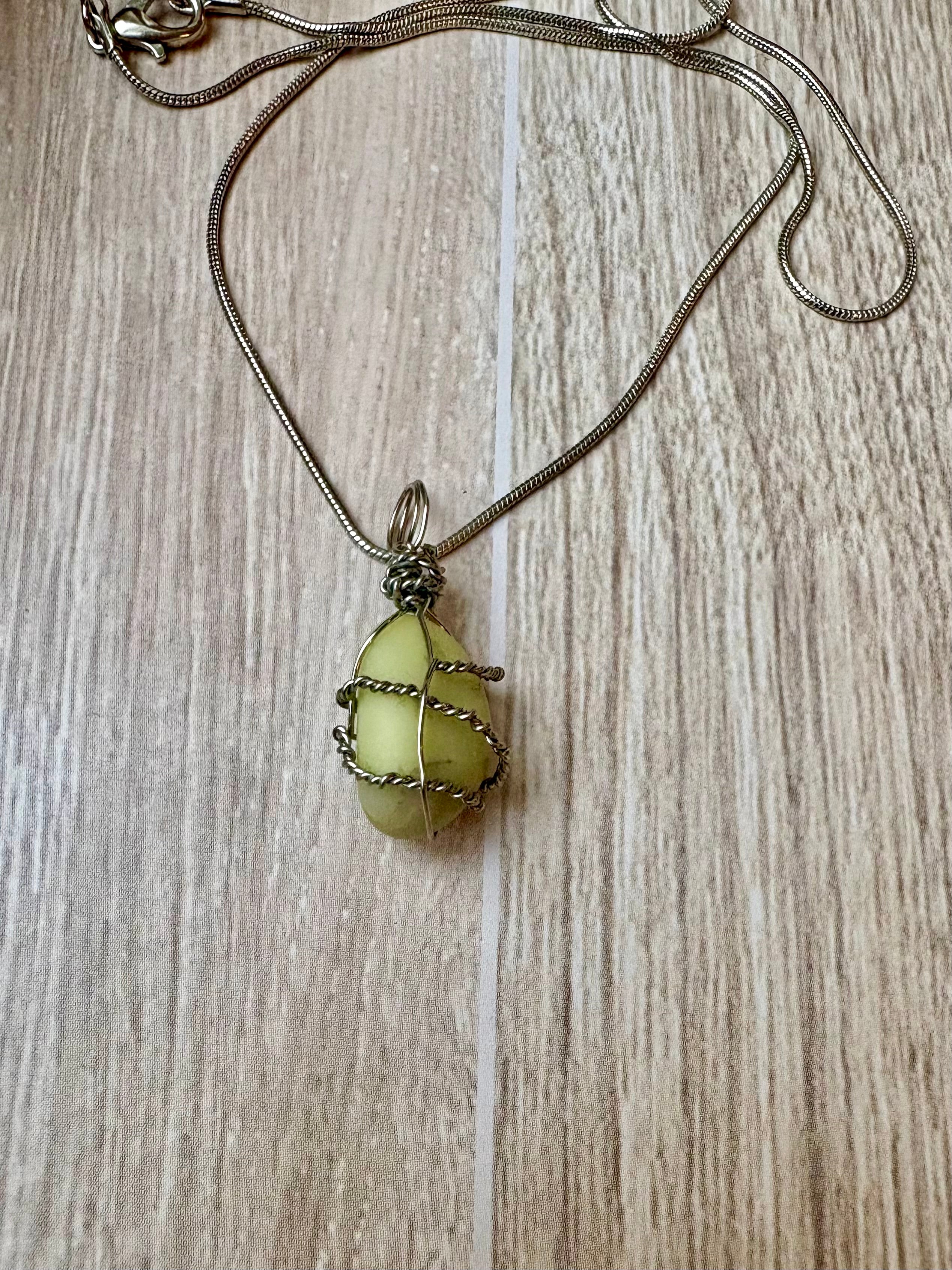 Serpentine Crystal Necklace – Handmade Wire Wrapped