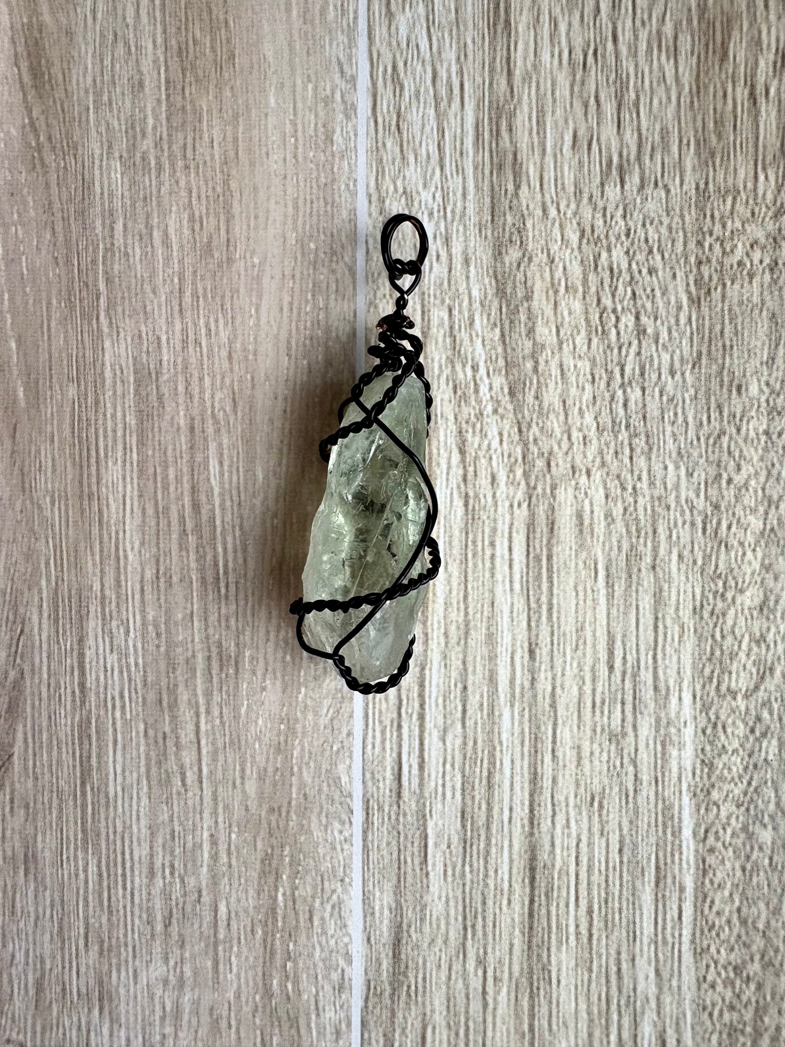 Clear Quartz Point Pendant – Handmade Black Wire Wrapped