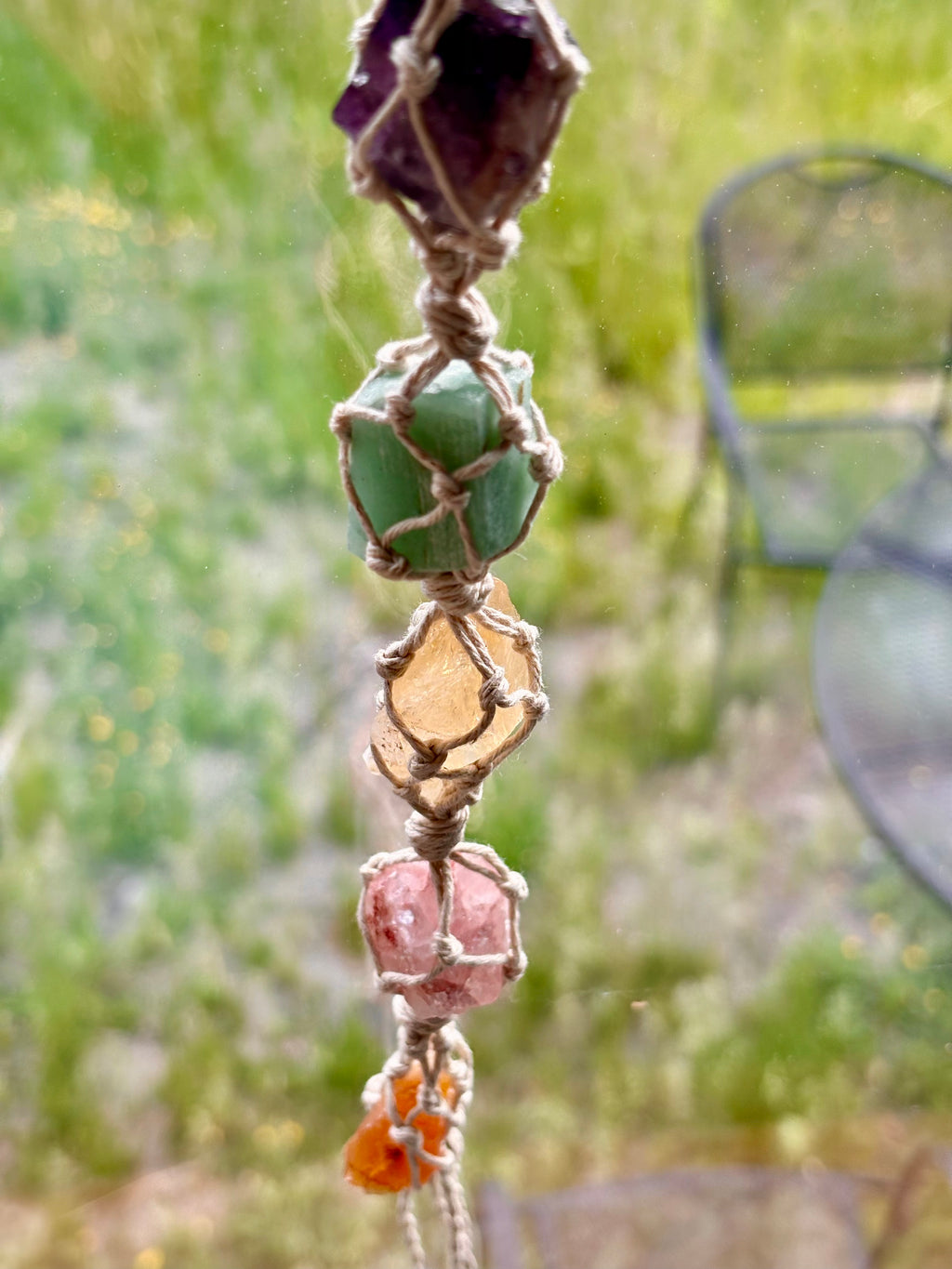 Chakra Crystal Macrame Hanging Rope