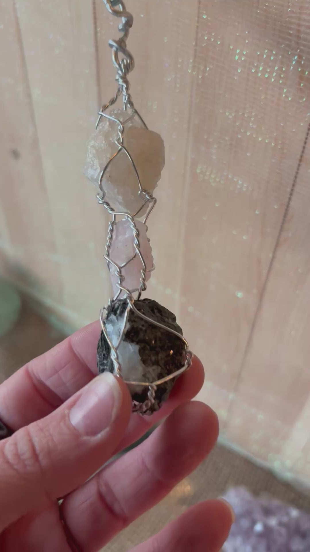 Quartz & Tourmaline Wire Wrapped Pendant – Handcrafted Yin Yang Crystal